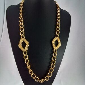 Napier Goldtone Statement Vintage Chain Necklace, Signed
